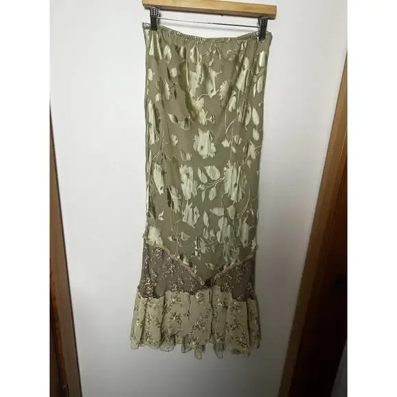 Vintage Spencer Alexis Silk Skirt Top Set Green Lace Velvet Burnout Size 12 - Picture 5 of 12